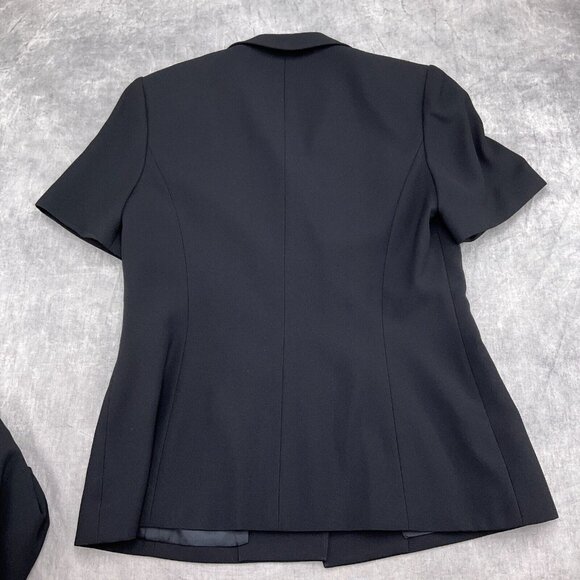 Le Suit Skirt Set Women 8 36/27Wx24L Black‎ Crepe Double Breasted Career Classic - Picture 8 of 15